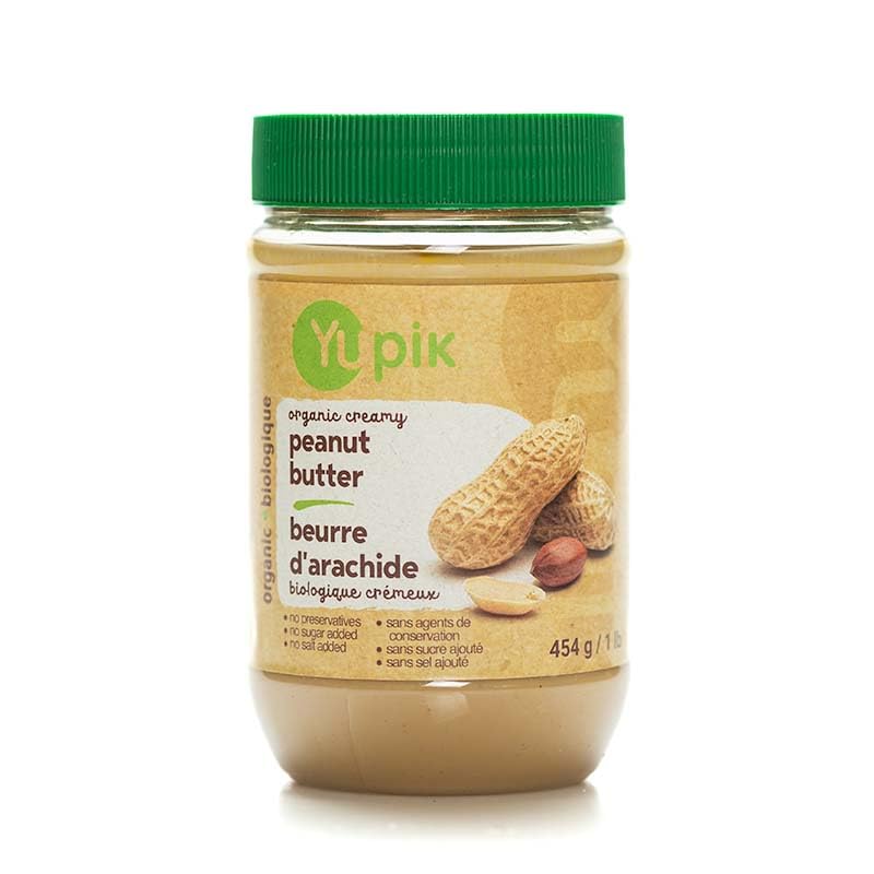 Yupik Organic Peanut Butter, 454 g, Kosher, Gluten-Free, Non-GMO, Vegan, All Natural Creamy Nut Butter, Only Peanuts, No Added Sugar, No Additives, Smooth Spread, Ideal for Snacks & Recipes