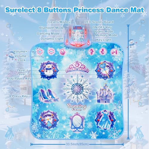 image for Surelect Dance Mat, 2024 8-Button Frozen Dance Pad with Wireless Bluet