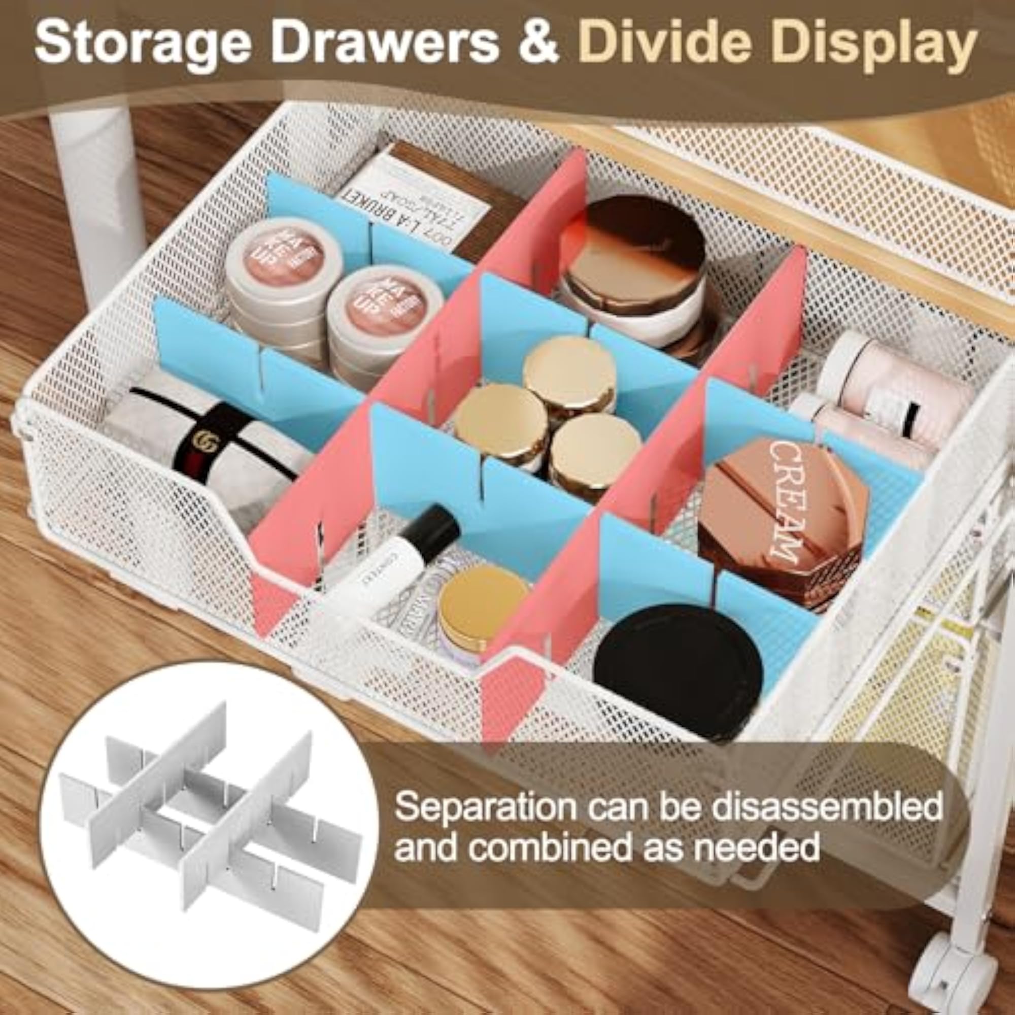 Rolling Makeup Cart Organizer with 3 Drawers
