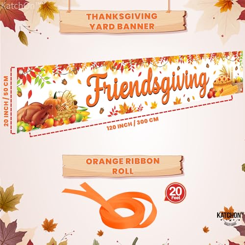 Happy Friendsgiving Yard Banner - X-Large 120x20 Inch Cloth Sign For Thanksgiving Outdoor Party Decor - View #12