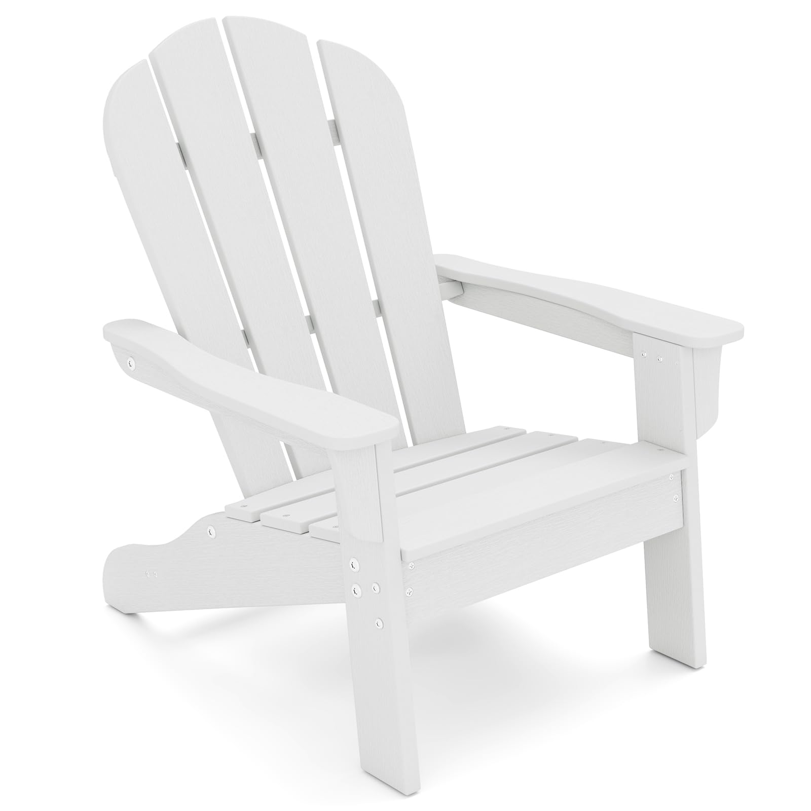 COSTWAY Silla Adirondack para Niños, Silla para Jardín HDPE Resistente a Todo Clima con Diseño Ergonómico, Mobiliario para Patio Exterior para Niños de 3 a 8 Años (Blanco)