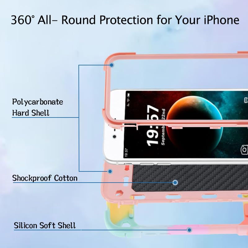 Coque iPhone SE antichoc contre les chutes accidentelles avec protection intégrale rose renforcée