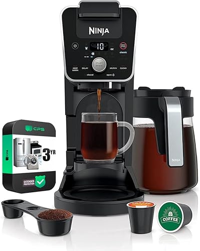 Ninja CFP201 DualBrew - Cafetera de 12 tazas de goteo de una sola porción (renovado) con paquete de protección mejorada CPS de 3 años