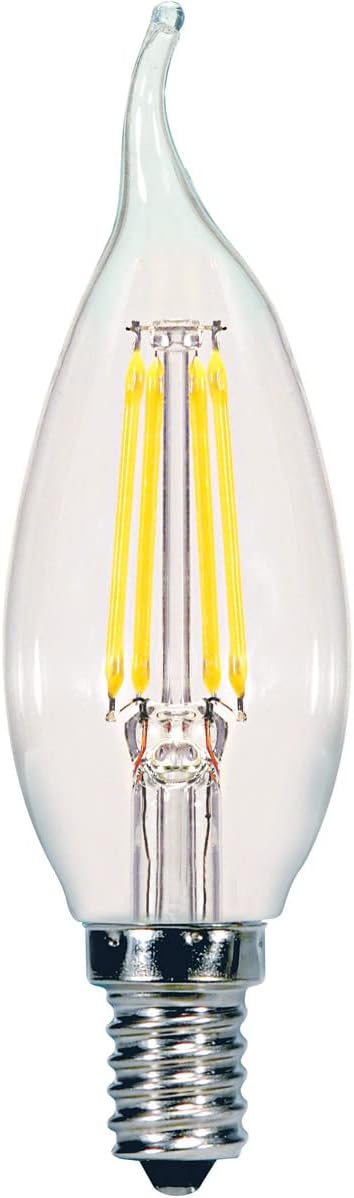 Satco 24 Pack S9963 5.5 Watt Dimmable Clear 3000K Soft White LED CA11 Candle Flame Light Bulb - Candelabra Base (60w Equivalent)
