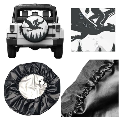 Image of Funny Dinosaur Bigfoot Decorative Weatherproof Wheel Protector Cover Universal Fit Spare Tire Cover for RV, SUV, and Camper Trailers 16 in