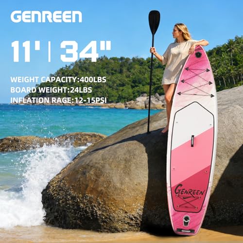 Image of Inflatable Stand-Up Paddle Boards - Available 32 inch /33 inch /34 inch Widths Inflatable Paddle Board with SUP Accessories, Camera Mount, Basic All-Around SUP Board for All Skill Levels, Up to 450lbs