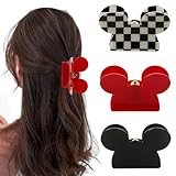 BENOSPACE Hair Clip, 3Pcs Mouse Head Acrylic Hair Claw Clips for Thin Medium Curly Hair, Non-slip Hair Catch Barrette, Strong Hold Jaw Clamp Women Fashion Hair Styling Accessories