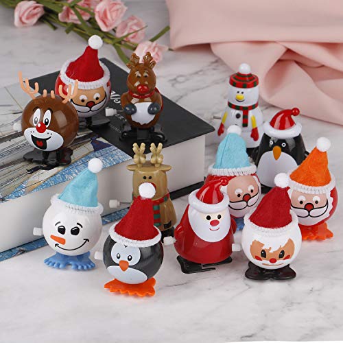 LOCOLO 12Pcs Christmas Wind Up Toys Xmas Clockwork Toy Party Favors for Kids New Year Party Gifts - Thumbnail 2