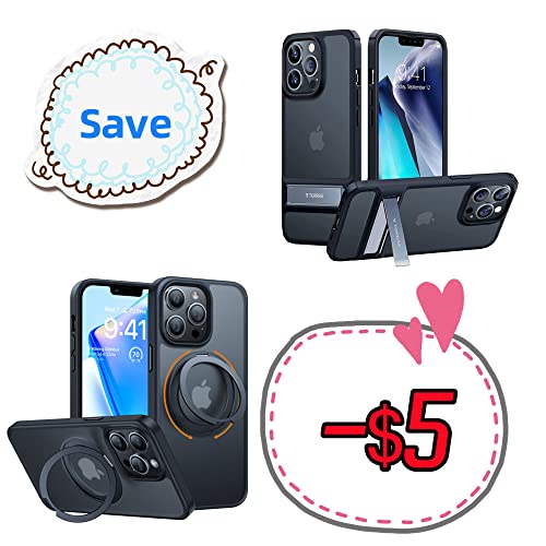 TORRAS 360°Rotatable Ring for iPhone 13 Pro Max Case [Compatible with Magsafe] with Stand, Magnetic Ring Holder Military Grade Shockproof Translucent Back Slim Fit Phone Case UPRO Ostand Pro, Black