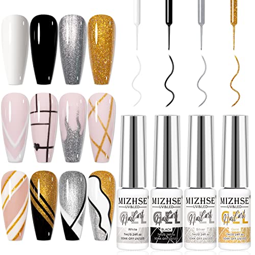 MIZHSE Gel Liner Nail Art Gel Paint Spider Line 4 Pcs