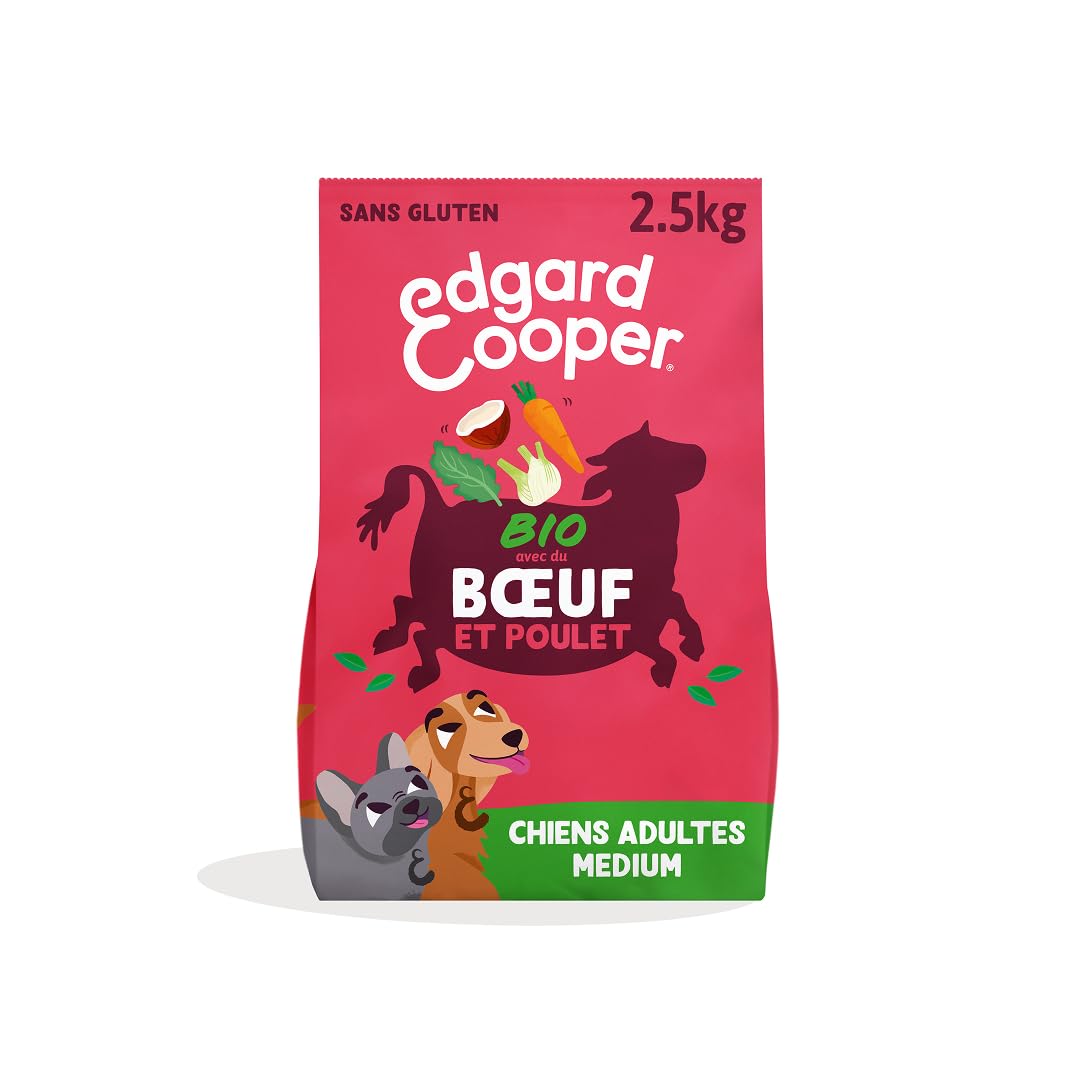 Edgard & Cooper Croquettes Chien Sans Céréales Pour Chiens Adultes Medium (2.5kg), Boeuf et Poulet Frais, Ingrédients Agricoles BiologiquesRecette Naturelle, Sans Gluten, Jamais De Farine Animale