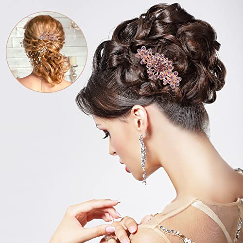 4PCS Pinzas de Pelo con Cristales y Diseño de Flor miniatura 7