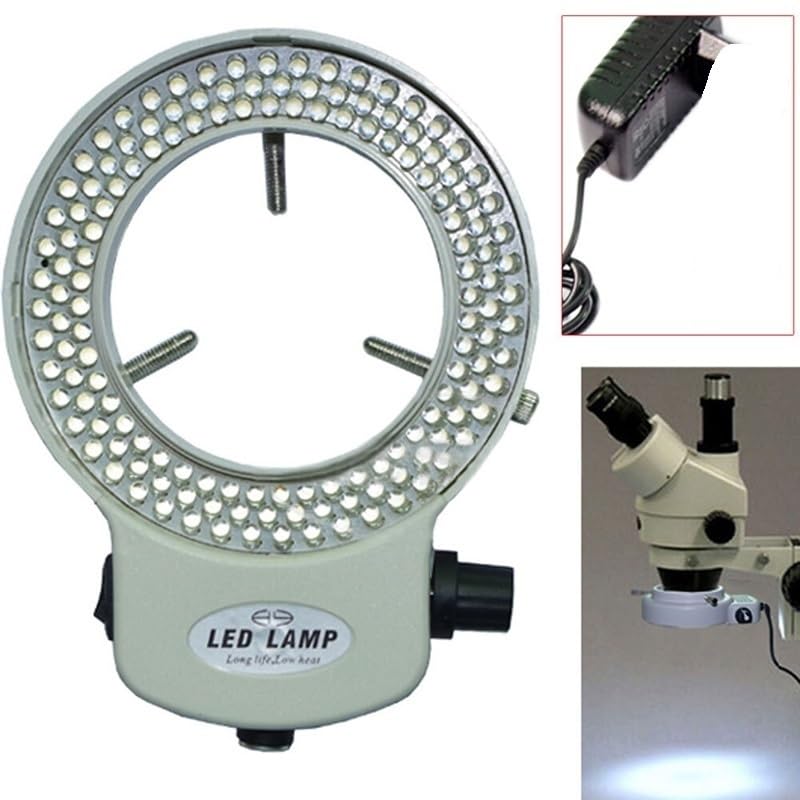 Microscope Adjustable 144 LED Ring Light Illuminator Lamp for Industry Stereo Microscope(White)