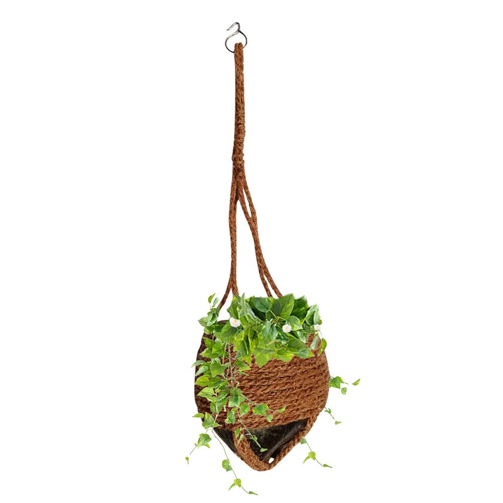 Mats Avenue Coconut Husk and Coir Based Hand Crafted Indoor and Balcony Hanging Pot for Sophisticated Plants with Metal Clip for Hanging 60x17 CM (B0BJKZG27M) Amazon Price History, Amazon Price Tracker