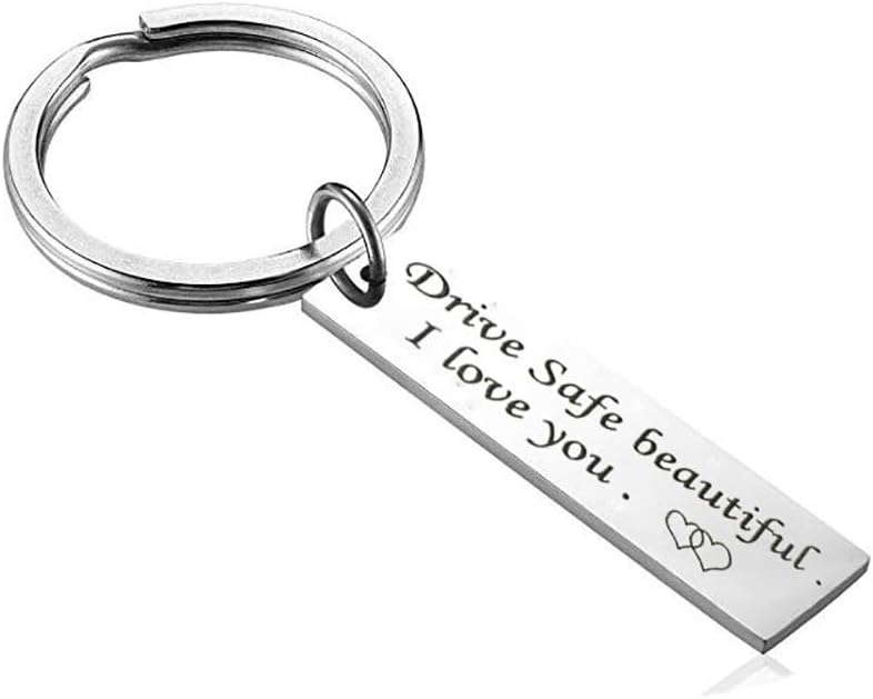 Valentines Day Gift Couples Keychain Drive Safe Handsome I Love You Keychain