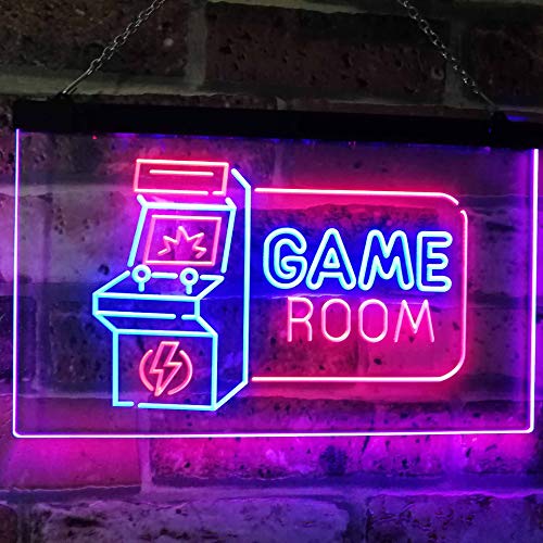 Game Room Arcade Tv Man Cave Bar Club Dual Color Led Neon Sign Blue & Red 12" X 8.5" St6S32-J2850-Br #TOP1