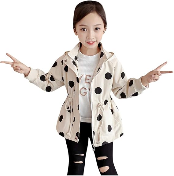 Amazon 子供服 アウター Cousannory 子供 アウター 春 女の子 スプリングコート 水玉 コート キッズ トレンチコート ベビー服 長袖 ジャケット ベージュ ブルゾン 子ども ウィンドブレーカー ジュニア 上着 かわいい おしゃれ 薄手 スクール 通園 通学 ベージュ 1