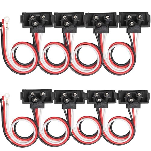 Image of Oyviny 8PCS 3 Pin Trailer Light Connector, Right Angle 3 Wire Pigtail Harness 20AWG for Truck Trailer Stop Turn Tail Brake Backup Light, Fit with Sealed 4 inch Round & 6 inch Oval Lights