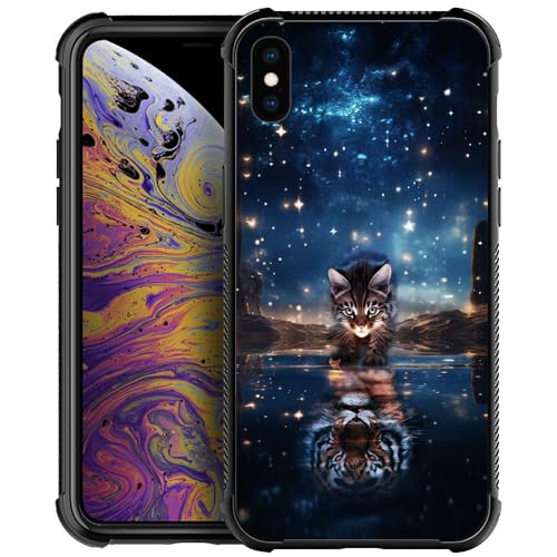 Coque iPhone XS tigre et étoile antichoc avec 4 coins renforcés