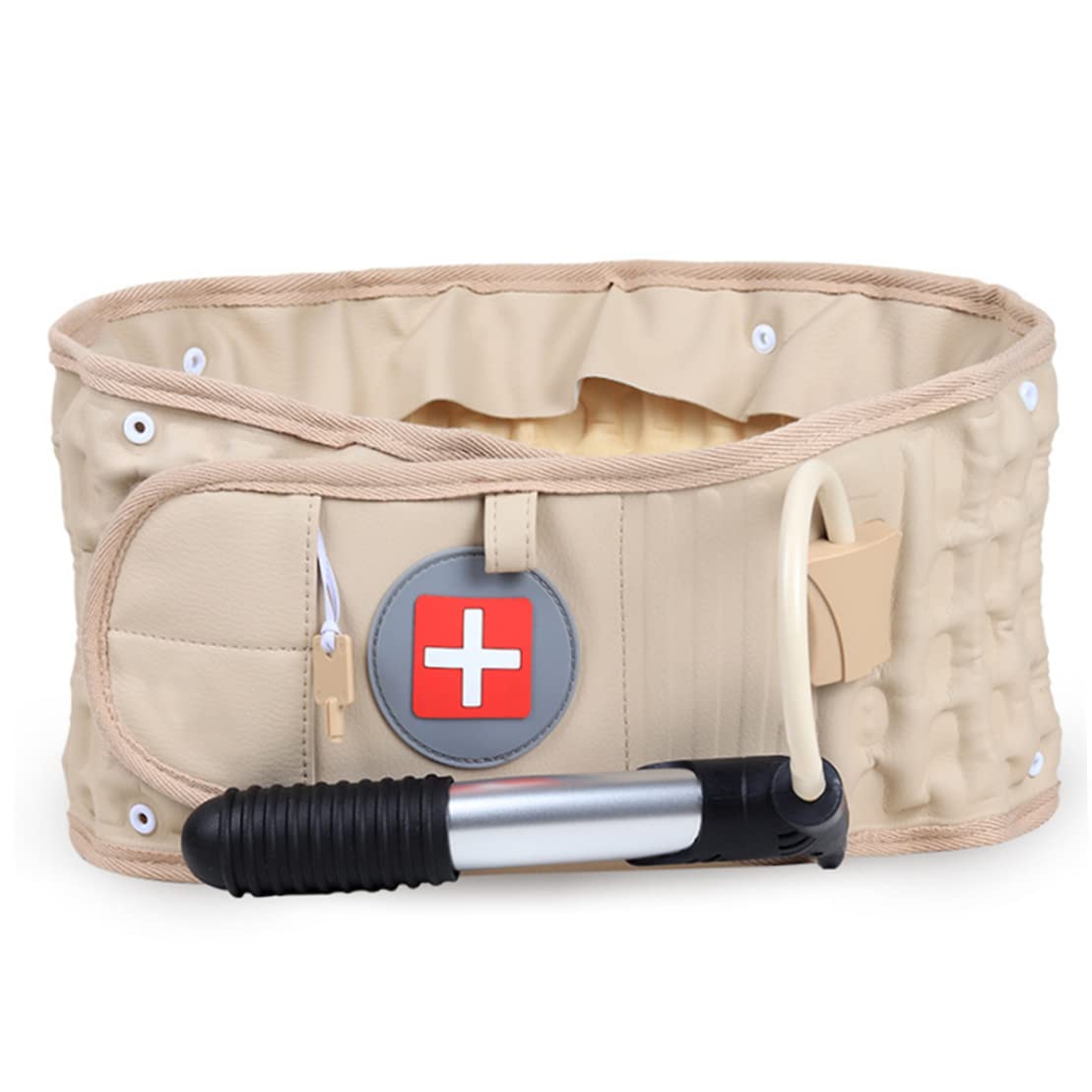 Back Decompression Belt fit Waist 26.38-43.31inch Lumbar Support Inflatable Lumbar Traction Belt Khaki Spinal Back Belt for Men Women Back Reliever Lumbar Support Belt Back Brace for Men Lower Back