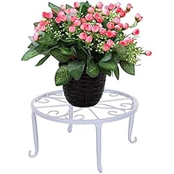 Bases Hierro Forjado Maceteros Taburete De Flores De Metal Taburete De Hierro con Soporte para Flores Soporte De Flores De Hierro Forjado Bonsai Taburete Para Plantas Con Soporte para Jardín Exterior Blanco 23 * 12cm (1 Pieza)