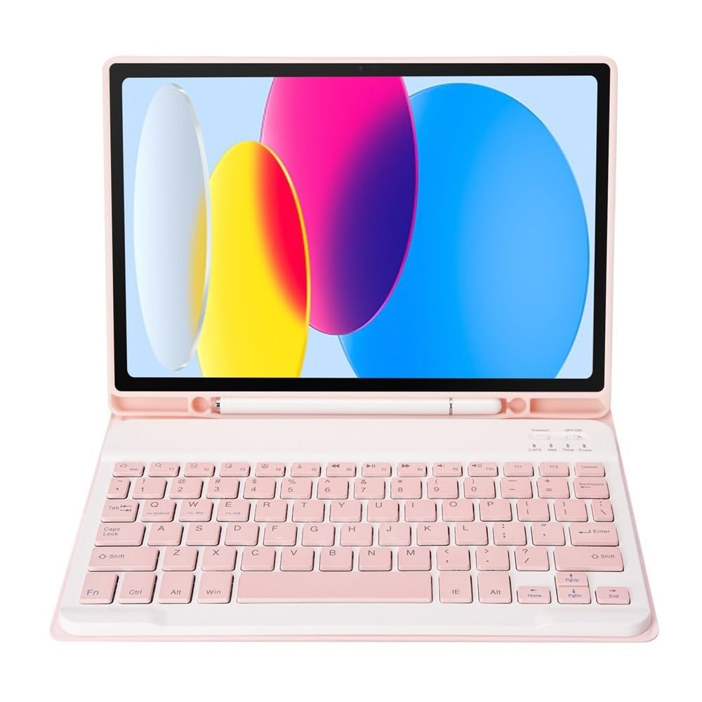 JiuRui Tablettes Accessoires, Clavier détachable, étui de Protection en Cuir Compatible avec iPad Pro 11 Pouces 2024(Rose)