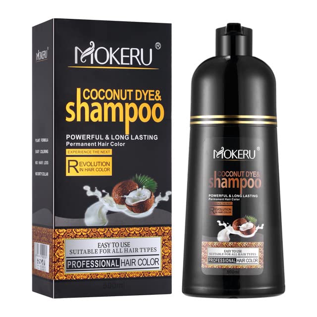 Buy MOKERU Black Hair Dye Shampoo Coconut Hair Color Shampoo for Gray