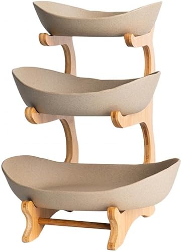 XUDREZ Cesta de frutas de 3 niveles para encimera de cocina, cuenco de frutas de cerámica de 11 x 8.6 x 13 pulgadas para encimera de cocina, juego