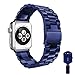 VIPPLUS Compatible for Apple Watch Band 42mm/44mm Stainless Steel Strap Bracelets Wristband with Durable Folding Metal Clasp for Apple Watch Series 4/3/2/1 Blue