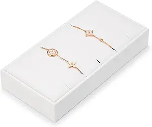 Jewelry Stand 5 Slot Bracelets Drawer Jewelry Organizer Tray White Pendant Necklace Display Holder PU Leather