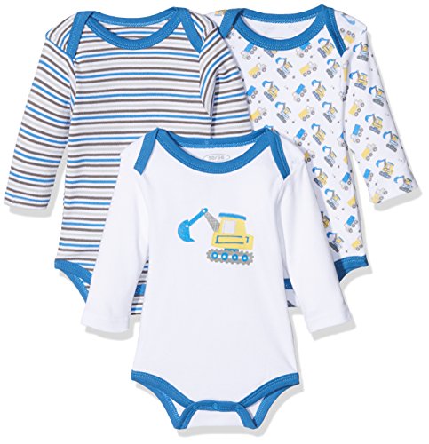 Schnizler Langarm, 3er Pack Bagger, Oeko-Tex Standard 100, Body Bébé garçon, Bleu (Original), 62 (Taille fabricant: 62/68) Cover