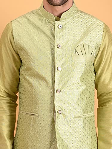 Image of Uri and MacKenzie Men's Silk Blend Kurta Pajama with Designer Ethnic Nehru Jacket /Modi Jacket