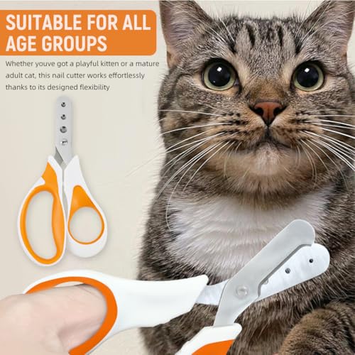 Image of Qpets Cat Nail Cutter, Cat Nail Clipper for Persian Cat, Cute Cat Nail Cutter with 3 Cutting Guarding Holes 1.5mm /2mm /3mm, Stainless Steel Cat Nail Trimmer Cat Nail Clipper Pet Nail Cutter