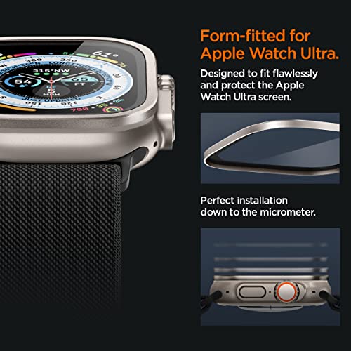 Image of Spigen Glas.Tr Slim Pro Tempered Glass Screen Protector Guard For Apple Watch Ultra (49Mm) / Apple Watch Ultra 2 (49Mm) - 1 Pack (Titanium) for Smartwatch