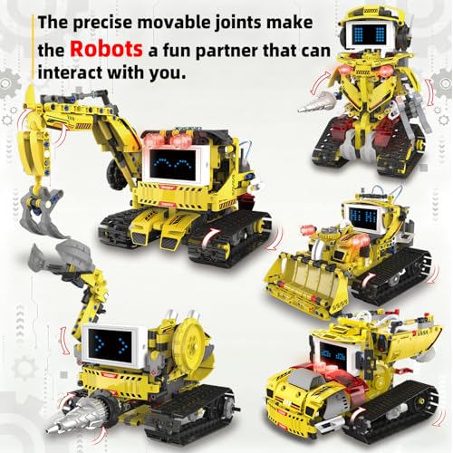 Suplanet 5 in 1 STEM Robot Building Kit, Programmable RC Truck Set, APP & Remote Control with LED Display, Engineering Technic Educational Construction Toy Gift for Kids Ages 8-14 Boys (660 PCS) - Image 7