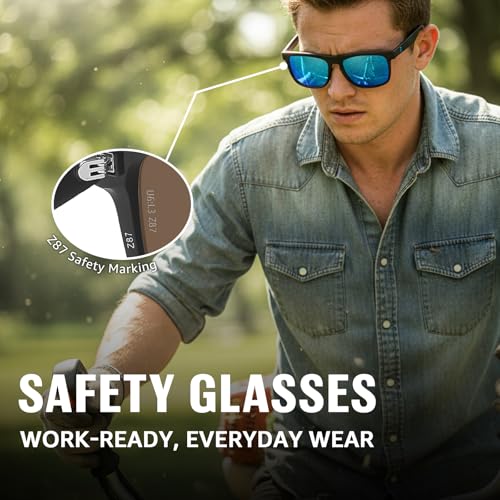 Image of TJUTR ANSI Z87.1 Safety Sunglasses for Men Polarized Square Sun Glasses