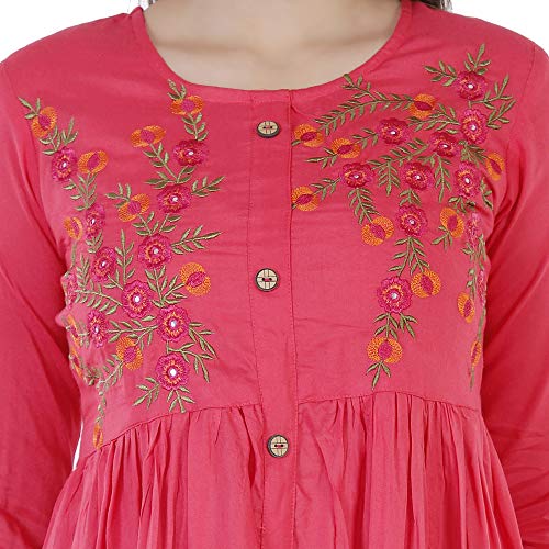 Image of DMP FASHION Women' s Rayon Classy Embroidery Work Flared Kurta