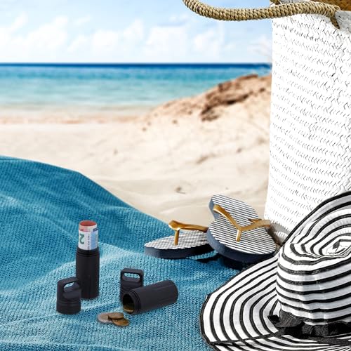 Relaxdays pillenkoker, set van 3, waterdichte capsule, reis pillendoosje, aluminium, H x Ø 9,5 x 3 cm, kamperen, oranje - Afbeelding 4