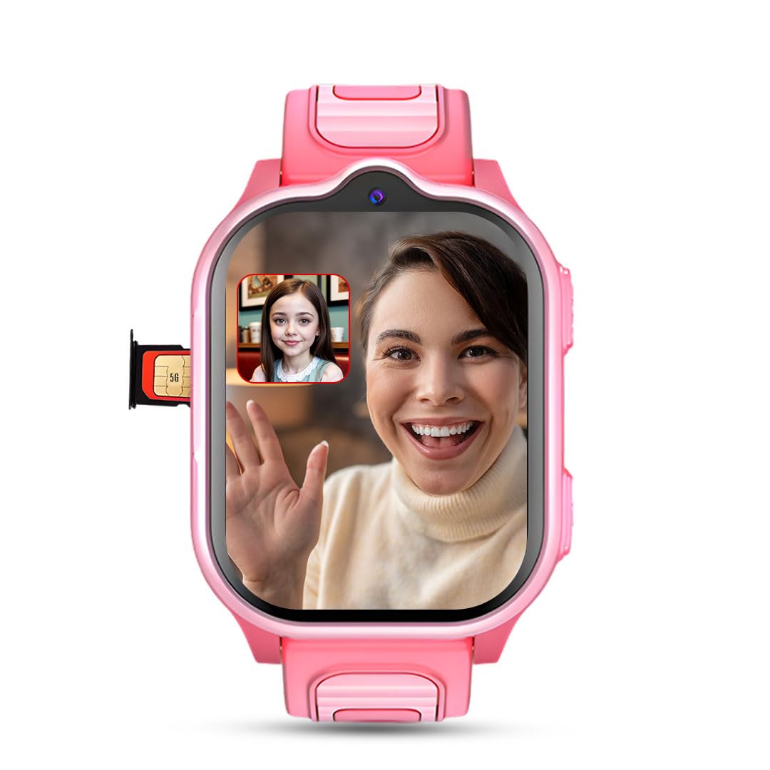PunnkFunnk TrackNova 4G/5G Kids Smart Watch | HD Video Call | Live GPS Tracking | App Control | Safe Zone & SOS | Games | Family Chat | 800mAh Long Battery | FaceLock | Safety Watch for Kids - (Pink)-image-8
