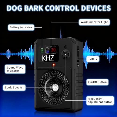 Anti Bell Gerät Hunde, 3 Modi Antibell Ultraschall Gerät, 50 Fuß Stopp Hundebell Gerät, IPX4 Wasserdichtes Anti-Bell-Mittel für Hunde das Training Großer Kleiner Hunde im Freien Innenbereich Antibell
