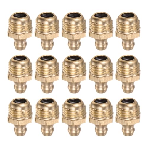 Image of HARFINGTON 15pcs Brass Straight Grease Fitting M12x1.25mm Metric Thread Hydraulic Grease Nipple Accessories for Car