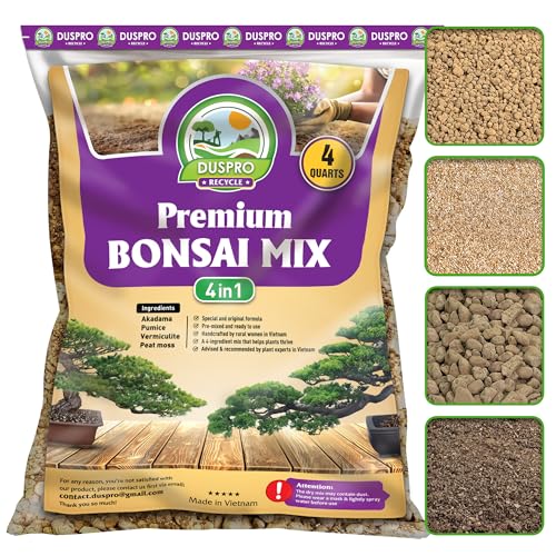 DUSPRO Premium Bonsai Soil Mix Ready to Use Pre-Mixed 4in1 with Akadama, Pumice, Vermiculite, and...