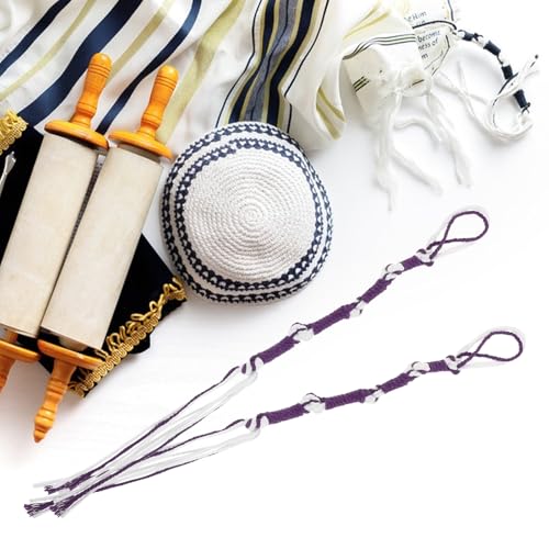 Tzitzits hebreos sin cierre para evitar daños en ropa, 8 borlas PRETYZOOM moradas para chal 8