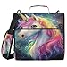 Boccsty Galaxy Unicorn Rainbow Zipper Binder 3 Ring Binders Expanding File Folder Multi-Pocket Zipper Binder Organizer for School Shoulder Strap and Handle
