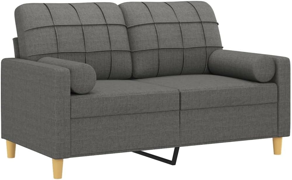 2-Seater Sofa Dark Grey Fabric (100% Polyester) Living Room Furniture