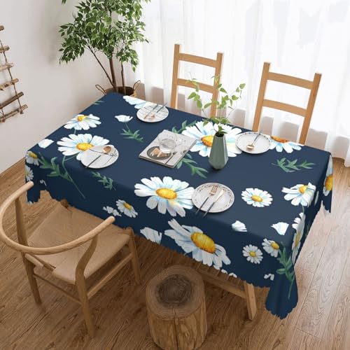 Nappe rectangulaire imprimé marguerite pour protéger la table des taches de repas
