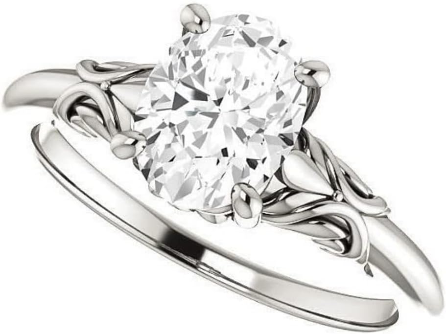 GOLDEN JEWEL Oval Cut Moissanite Engagement Rings Set Colorless Solitaire Vintage Promise Wedding Rings Handmade Propose Gift for Her, 925 Silver/10K/14K/18K Gold