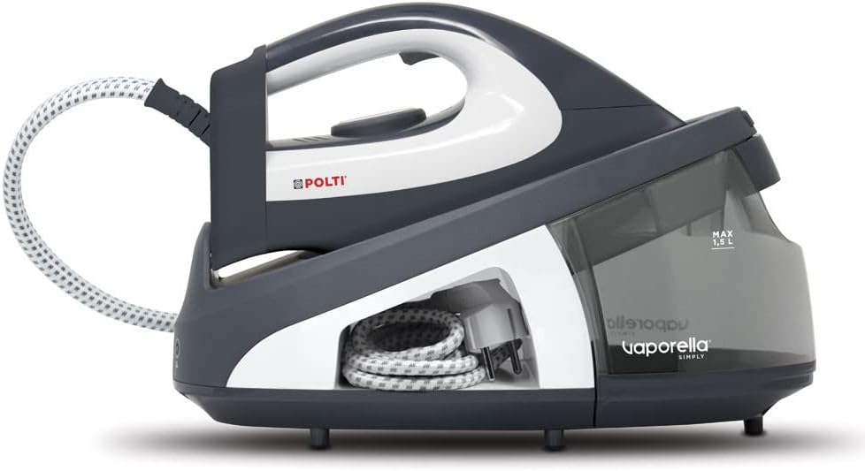 Polti Vaporella Simply VS10.12, Ferro da Stiro Generatore di Vapore con Serbatoio Estraibile da 1,5 L, Max Pump 6,5 bar, Grigio/Bianco Polti Vaporella Simply VS10.12, Ferro da Stiro Generatore di Vapore con Serbatoio Estraibile da 1,5 L, Max Pump 6,5 bar, Grigio/Bianco