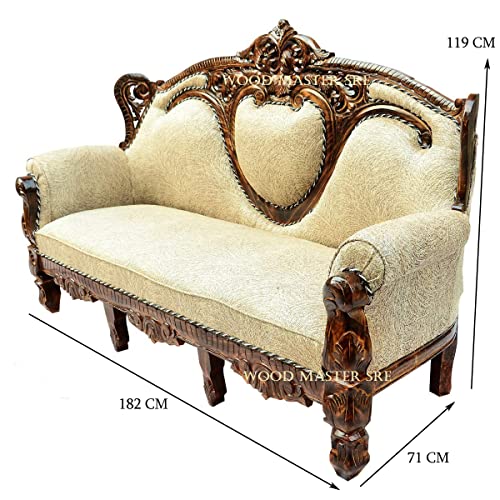 Image of Luxury Wooden Teakwwood Five Seater Sofa Set for Living Room (Honey Brown) Solid Wood Outdoor Chair 5 Seater Sofa | (26)