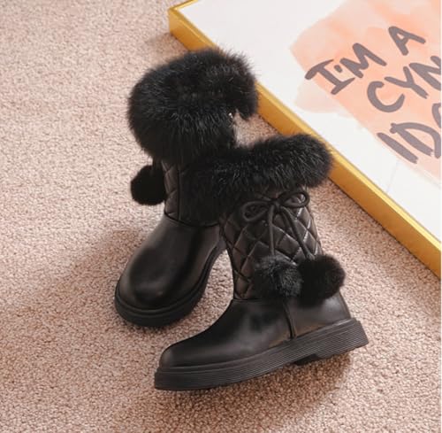 Toddlers/Little Girls Winter Snow Boots Mid Calf Faux Fur Lined Warm Boot Cold Weather Outdoor Shoes4